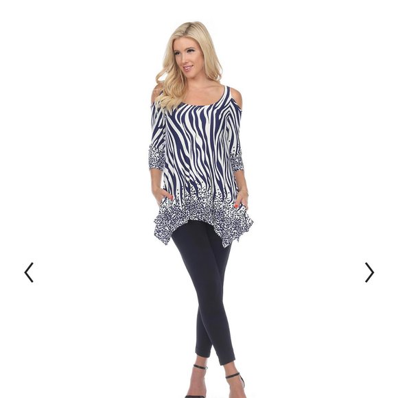 ❤️REDUCED❤️Black & Gold Animal Print Cold Tunic Top - Picture 6 of 8